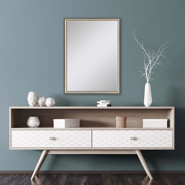 38" Silver Wood Accent Mirror HomeRoots