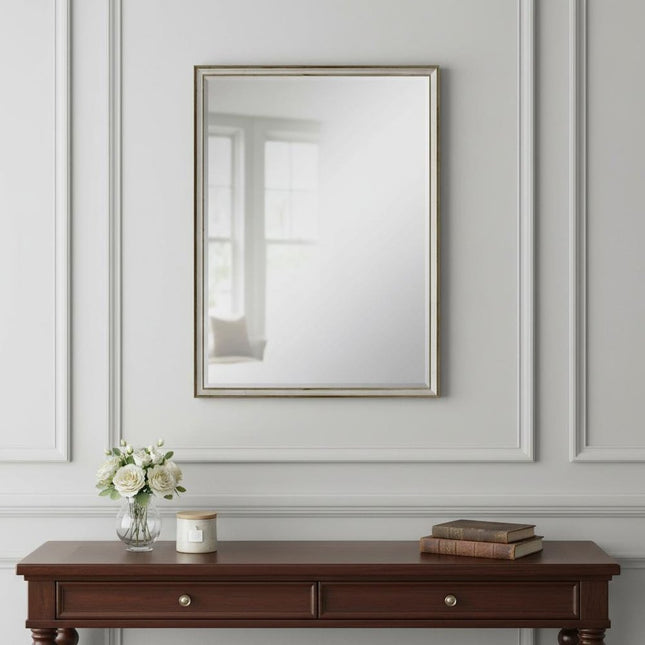 38" Silver Wood Accent Mirror HomeRoots