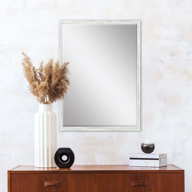 31" White Wood Accent Mirror HomeRoots