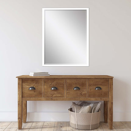 38" White Solid Wood Framed Accent Mirror HomeRoots