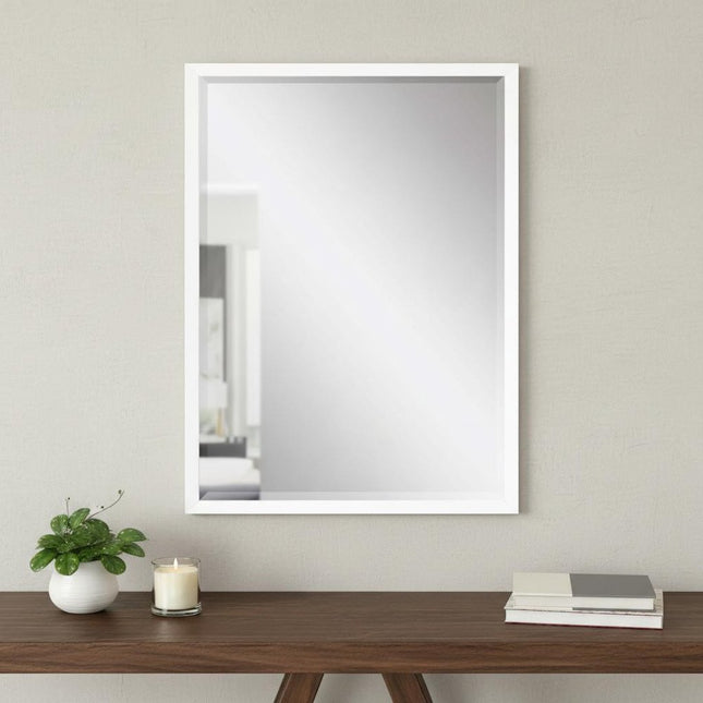 38" White Solid Wood Framed Accent Mirror HomeRoots