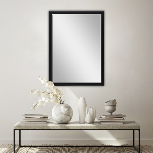 38" Black Solid Wood Framed Accent Mirror HomeRoots
