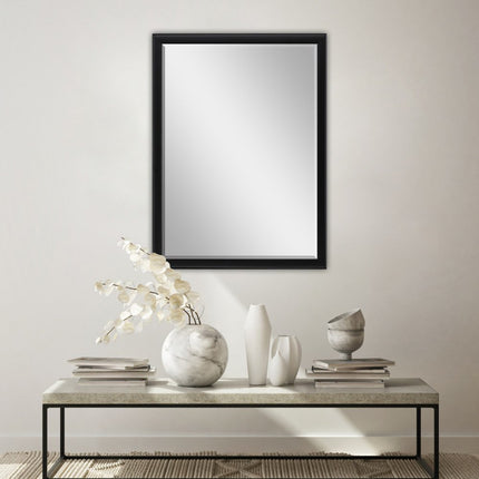 38" Black Solid Wood Framed Accent Mirror HomeRoots