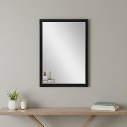 38" Black Solid Wood Framed Accent Mirror HomeRoots