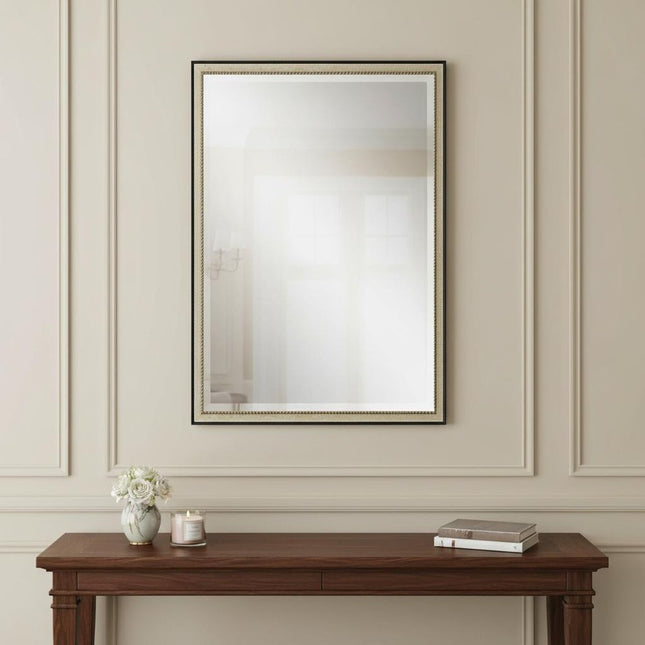 38" Silver Solid Wood Framed Accent Mirror HomeRoots