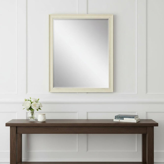 44" White Solid Wood Framed Accent Mirror HomeRoots