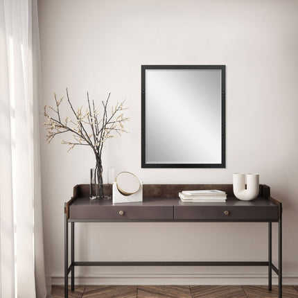 30" Black Hammered Geometric Finish Framed Accent Mirror HomeRoots
