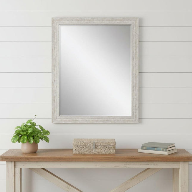34" White Distressed Wood Framed Accent Mirror HomeRoots