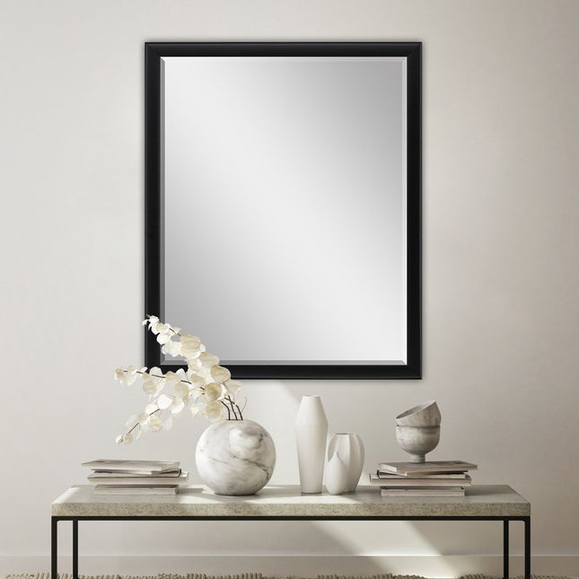 50" Black Solid Wood Framed Accent Mirror HomeRoots