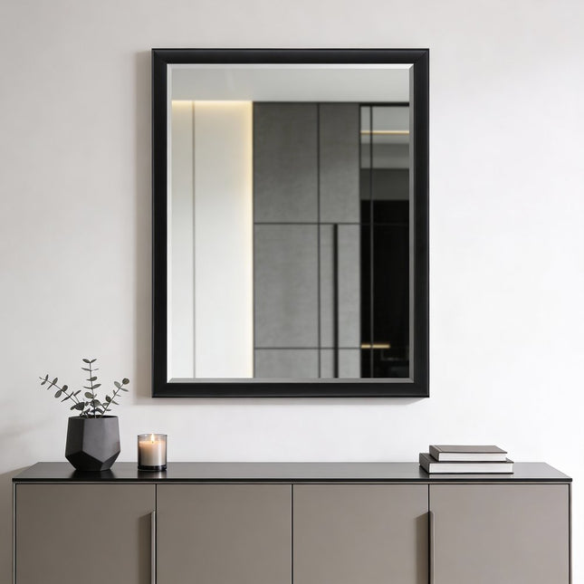 50" Black Solid Wood Framed Accent Mirror HomeRoots