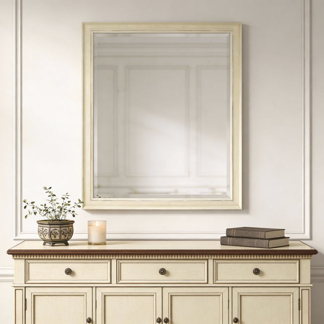 52" Ivory Distressed Wood Framed Accent Mirror HomeRoots