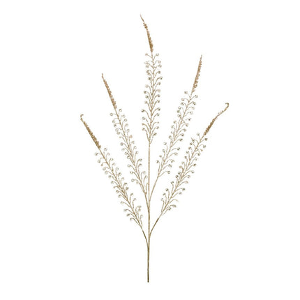 Set of Two Gold And Clear Faux Crystal Beaded Linear Fern Wreath Sprays HomeRoots