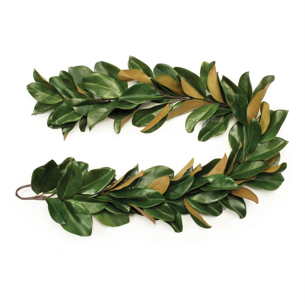 60" Brown And Green Linear Magnolia Leaf Wreath Garland