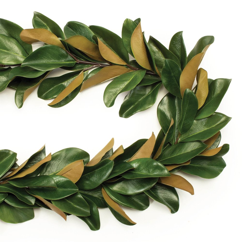 60" Brown And Green Linear Magnolia Leaf Wreath Garland