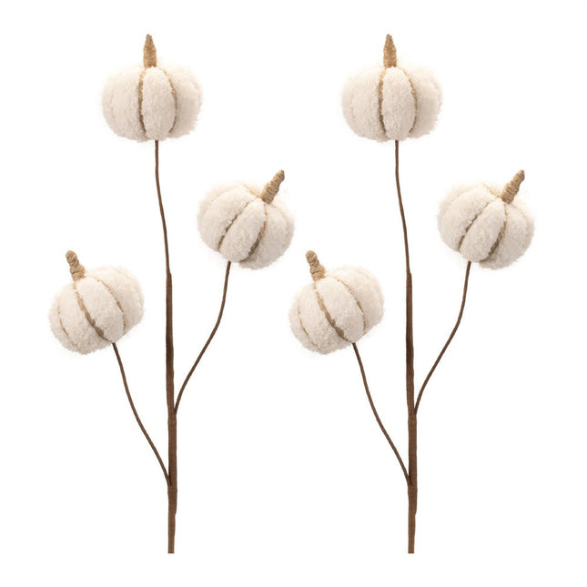 Six Cream Cream Fall Mini Pumpkins Wreath Sprays HomeRoots