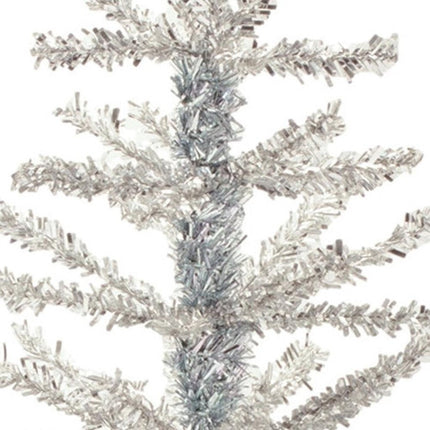 Set Of Two Silver Tinsel Sparse Pine Christmas Trees HomeRoots
