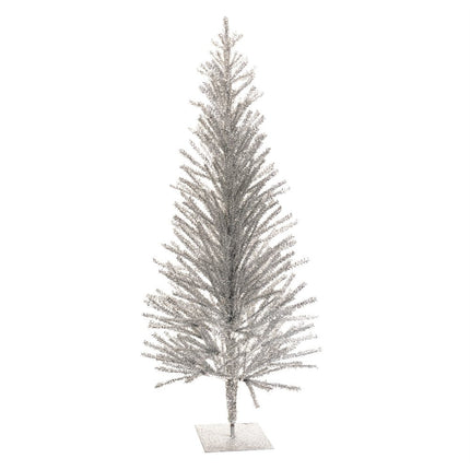 4' Silver Tinsel Sparse Pine Christmas Tree HomeRoots