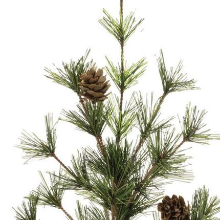 10" Green And Brown Artificial Pine In Round Brown Metal Pot HomeRoots