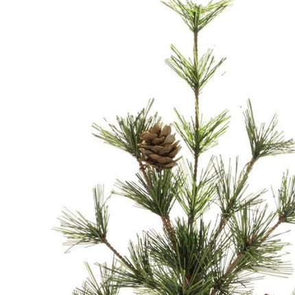 10" Green And Brown Artificial Pine In Round Brown Metal Pot HomeRoots