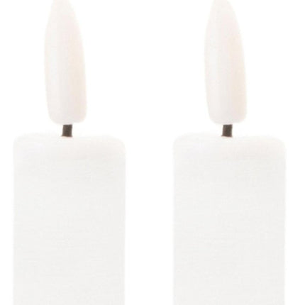Set of Two White Unscented Candle Flameless Taper Candles HomeRoots