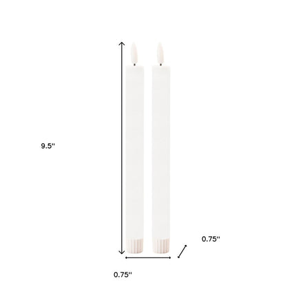 Set of Two White Unscented Candle Flameless Taper Candles HomeRoots