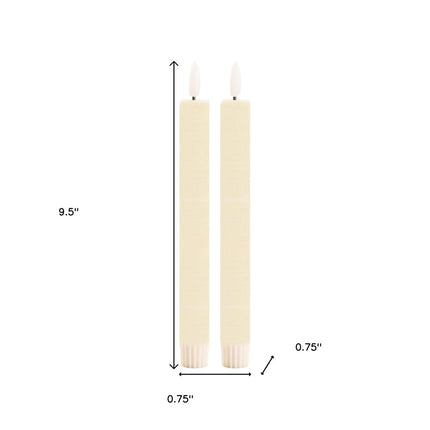 Set of Two Ivory Unscented Candle Flameless Taper Candles HomeRoots