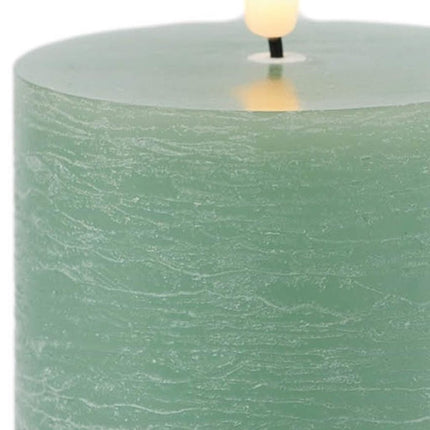 Set of Two Green Unscented Candle Flameless Pillar Candles HomeRoots