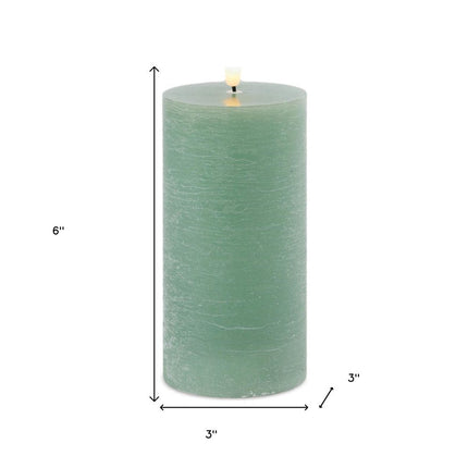 Set of Two Green Unscented Candle Flameless Pillar Candles HomeRoots
