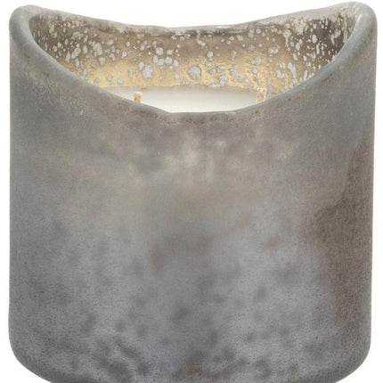 Set of Two White Currant Scented Two Wick Candles In Frosted Glass Holders HomeRoots