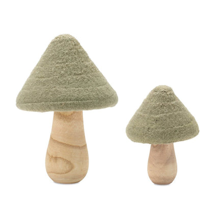 Set of Two Green And Gold Mushroom Tabletop Sculpture HomeRoots