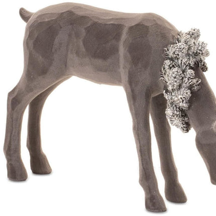 Set of Two Gray Resin Deer Christmas Figurine HomeRoots