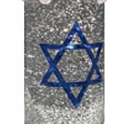 10" Blue And White Flameless Hanukkah Pillar Candle With Snow Globe HomeRoots