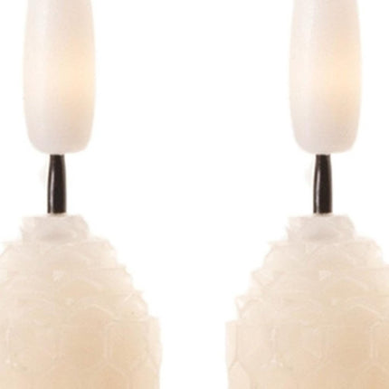 Set of Two Beige Flameless Taper Candles HomeRoots