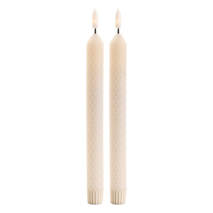 Set of Two Beige Flameless Taper Candles HomeRoots