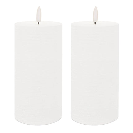 Set of Two White Unscented Candle Flameless Pillar Candles HomeRoots