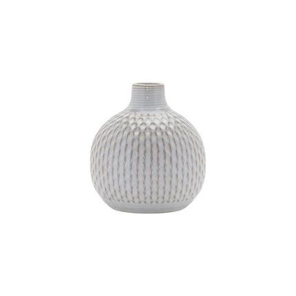 Set of Four Natural And Off White Ceramic Bud Vases With Sculptural Details HomeRoots