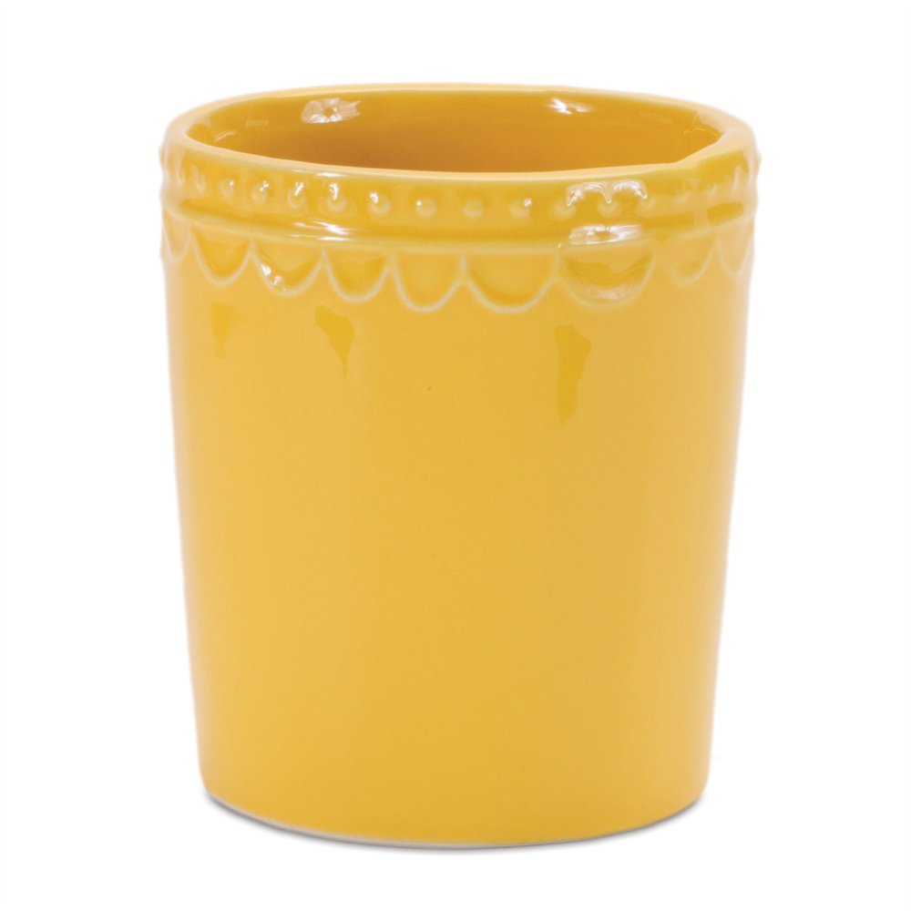 Set of Two Pink And Yellow Ceramic Rectangular Cachepots