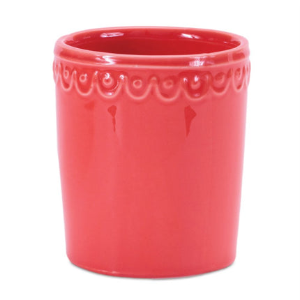 Set of Two Pink And Yellow Ceramic Rectangular Cachepots HomeRoots