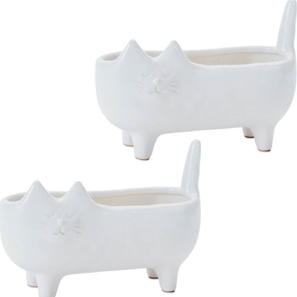 Set of Two White Ceramic 1 Ounce Statue Planters HomeRoots