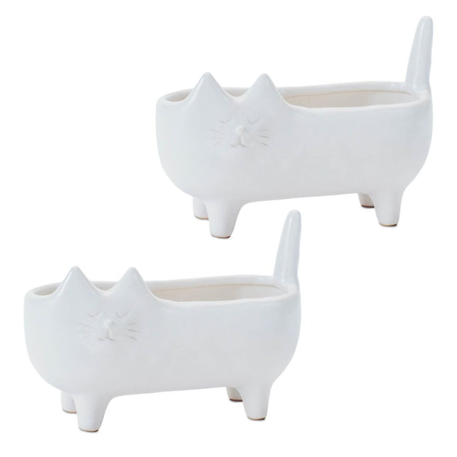 Set of Two White Ceramic 1 Ounce Statue Planters HomeRoots