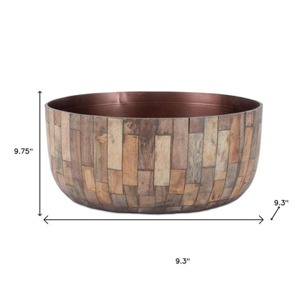 Set of Two Brown Wood 1 Ounce Round Pot Planters HomeRoots