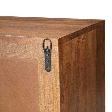 82" Brown Solid Wood Carved Geometric Sideboard with Four Doors HomeRoots