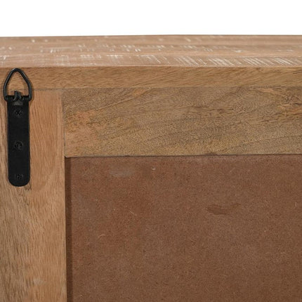 72" Natural Distressed Solid Wood Carved Geometric Sideboard with Four Doors HomeRoots
