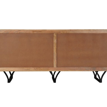 84" Beige Solid Wood Carved Geometric Sideboard with Four Doors HomeRoots