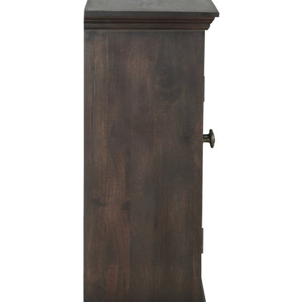 72" Dark Brown Solid Wood Shutter Style Sideboard with Four Doors HomeRoots