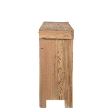 72" Natural Solid Wood Three Drawer Sideboard with Five Doors HomeRoots