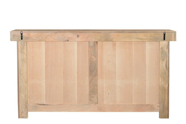 72" Natural Solid Wood Three Drawer Sideboard with Five Doors HomeRoots