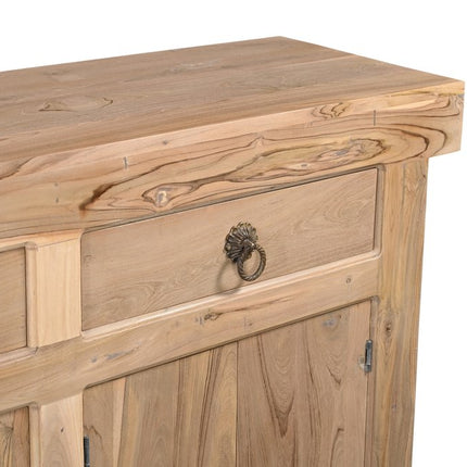 72" Natural Solid Wood Three Drawer Sideboard with Five Doors HomeRoots