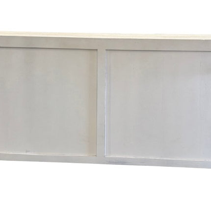 79" White Distressed Solid Wood Paneled Four Drawer Sideboard with Four Doors HomeRoots