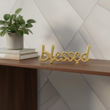8" Gold Cast Iron Blessed Hand Painted Tabletop Sculpture HomeRoots